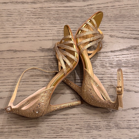 Jessica Simpson Gold Rhinestone Strappy Heels – Size 8.5M (Never Worn) - Picture 1 of 5